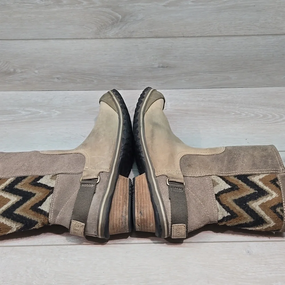 Sorel Women's Ankle Leather Rubber Tan&Brown Boots Shoes Sz 9